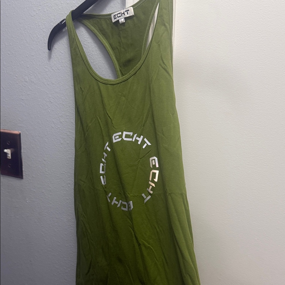 ECHT Olive Green Racerback Tank with Circular Logo